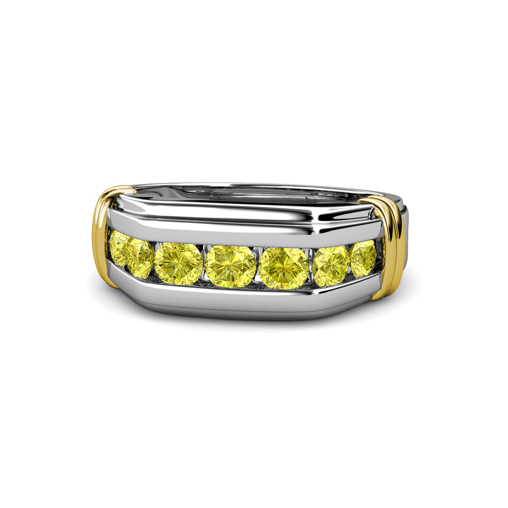 Brad Yellow Diamond 7 Stone Men Wedding Ring (8.5 mm) 